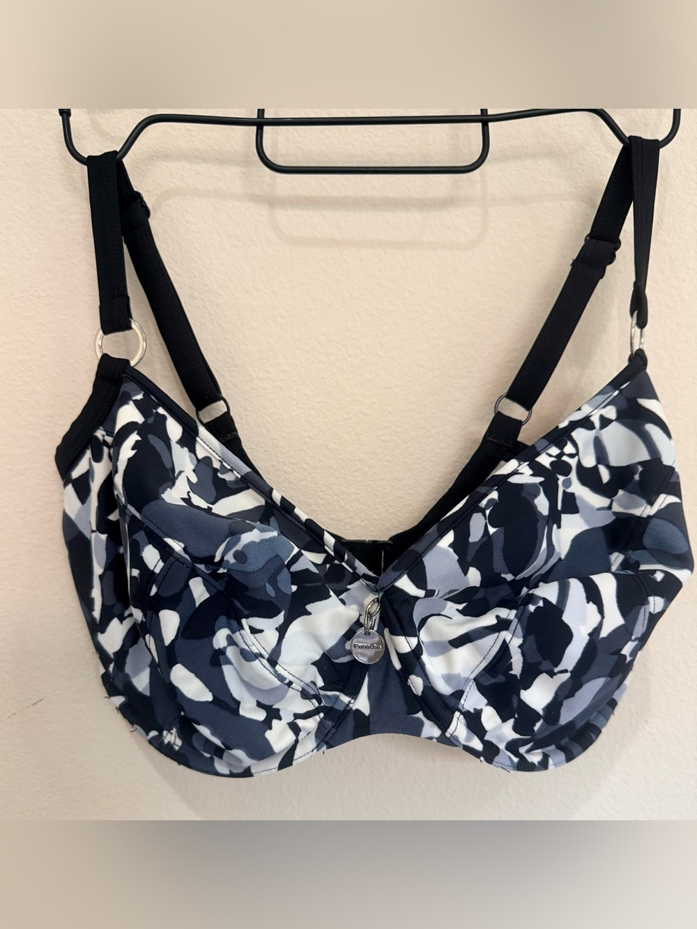 Panache Underwire Bikini Top Black, White and Grey Size 28 H